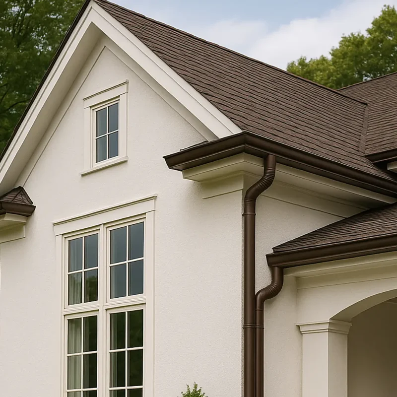 Connecticut home with new gutters and roofline drainage